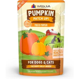 3 x Weruva Pumpkin Patch Up! Pumpkin Puree Pet Food Supplement for Dogs & Cats, 1.05oz Pouch (Pack of 12) (EXP 03/10/25)