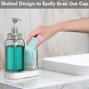 Luvan Mouthwash Dispenser for Bathroom, 25oz Mouthwash Pump Bottle with Cup Holder, Refillable Clear Blue Mouth Wash Container for All Age Groups, Large Capacity Bathroom Mouthwash Holder Set