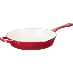 Crock Pot Artisan 12 Inch Enameled Cast Iron Round Skillet, Scarlet Red