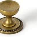 Goo-Ki 6 Pack Antique Brass Cabinet Knobs with Studded Backplate  Vintage Round Cup Design with Rustic Patina Finish Retro Kitchen Drawer Handles