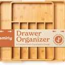 SMIRLY Silverware Drawer Organizer  Bamboo Kitchen Drawer Organizer, Adjustable Utensil Holder and Cutlery Tray, Drawer Dividers for Flatware and Kitchen Utensils (8 Slot, Natural)