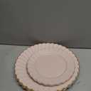 YOUBET 60PCS Pink Scalloped Plastic Plates - Hard Pink and Gold Fancy Disposable Plates include 30 Gold Dinner Plate, 30 Dessert Plate for Party & Wedding & Baby Shower Mothers Day