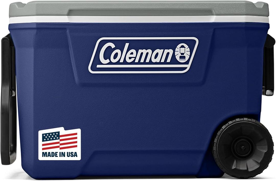 Coleman Classic Series Insulated Portable Rolling Cooler with Wheels, Leak-Resistant Outdoor Hard Cooler Keeps Ice up to 5 Days, 62-Quart, 62qt
