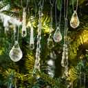 Landical 20 Pack Clear Glass Christmas Ornaments Chandelier Crystals Teardrop Hanging Ornaments Drop Pendant for Christmas Tree Winter Wedding Party Centerpieces Decoration