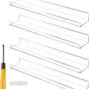 24 Inch Clear Floating Shelves 4 Pack Acrylic Shelves Invisible Floating Wall Ledge Bookshelf 5MM Thick Book Display Shelves Wall Mounted Bathroom Kitchen Organizer