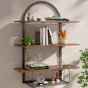 XLHOMO Floating Shelf for Wall- 31.5"x 24" 3+1 Tier Floating Shelves with Basket for Bathroom, Living Room, Bedroom and Kitchen Rustic Brown