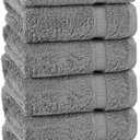 Chakir Turkish Linens | Hotel & Spa Quality 100% Cotton Premium Turkish Towels | Soft & Absorbent (6-Piece Hand Towels, Gray)