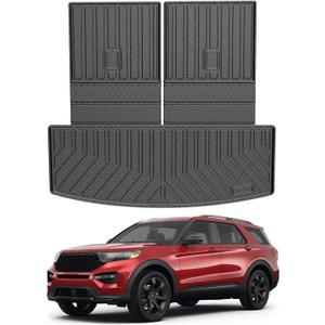 Mixsuper Cargo Liner for Ford Explorer 2020-2025, Trunk Mat for Ford Explorer Accessories Rear Trunk Liner Cargo Mat Backrest Mat Black