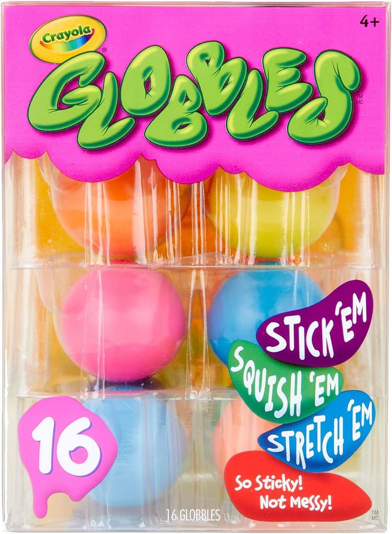 Crayola Globbles Squish Toys (16ct), Sticky Stress Ball for Adults & Kids, Calming Sensory Fidget Toys, Fidget Balls, Stress Relief Gifts, Ages 4, 5, 6