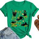 St Patricks Shirt Women  Cats Lucky Shamrock Shirts Funny St Paddys Day Green Holiday Tops (X-Large)