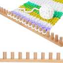 Sienson 52" Chunky Knitting Loom for Blanket Making  Foldable Wood Frame, Portable DIY Hand Knitting Kit for Beginners, Reusable Blanket Loom for Bulky Yarn Crafts & Gifts