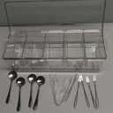 Condiment Tray with Stainless Steel 4 Spoons, 5 Forks and 1 Clip, Chilled Condiment Server, Condiment Server, Bar Garnish Holder on Ice, Bar Accessories Fruit and Salad with Removable Trays and Lid