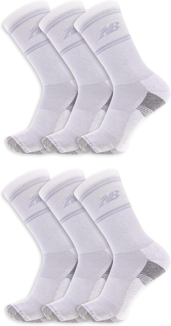 New Balance Men's and Women's Performance Cushioned Crew Socks - 6 Pack - Moisture Wicking, Size Medium