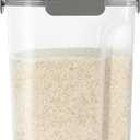 TBMax Airtight Rice Container 10 Lbs, Cereal Dispenser, Pet Cat Dog Food Storage Container, Plastic Kitchen Pantry Food Storage Holder with Cup -Dark Grey