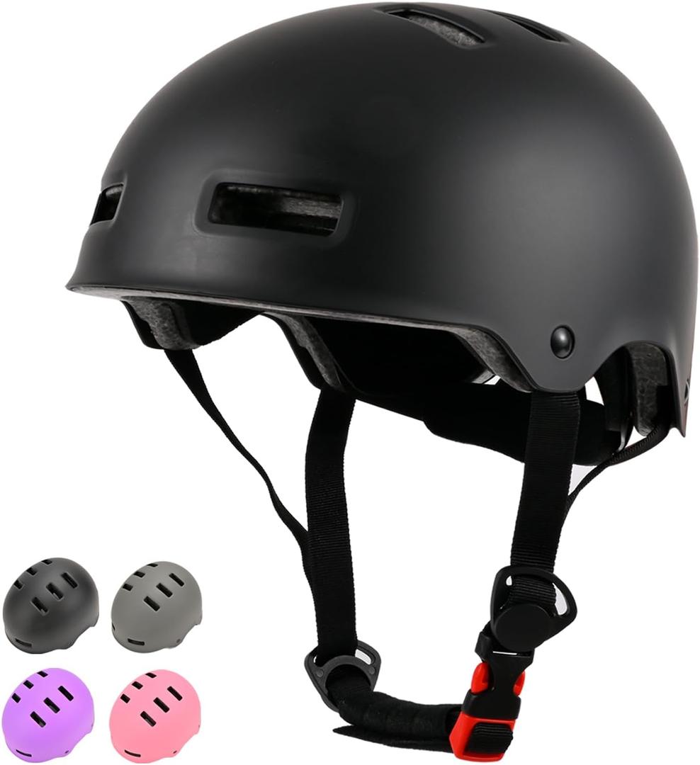 Adjustable Kids Bike Helmet for Boys Girls Youth, Kids Protective Helmets for Multi-Sports Skateboard Scooter Bicycle Cycling Skating (Small, Black)