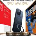 TORRAS Ultra-Magnetic Ostand for iPhone 16 Pro Case, [Compatible with MagSafe] [Flexible Stable Stand] Military-Grade Protection Translucent Slim Anti-Scratch Ring Kickstand, Frosted Black 6.3"