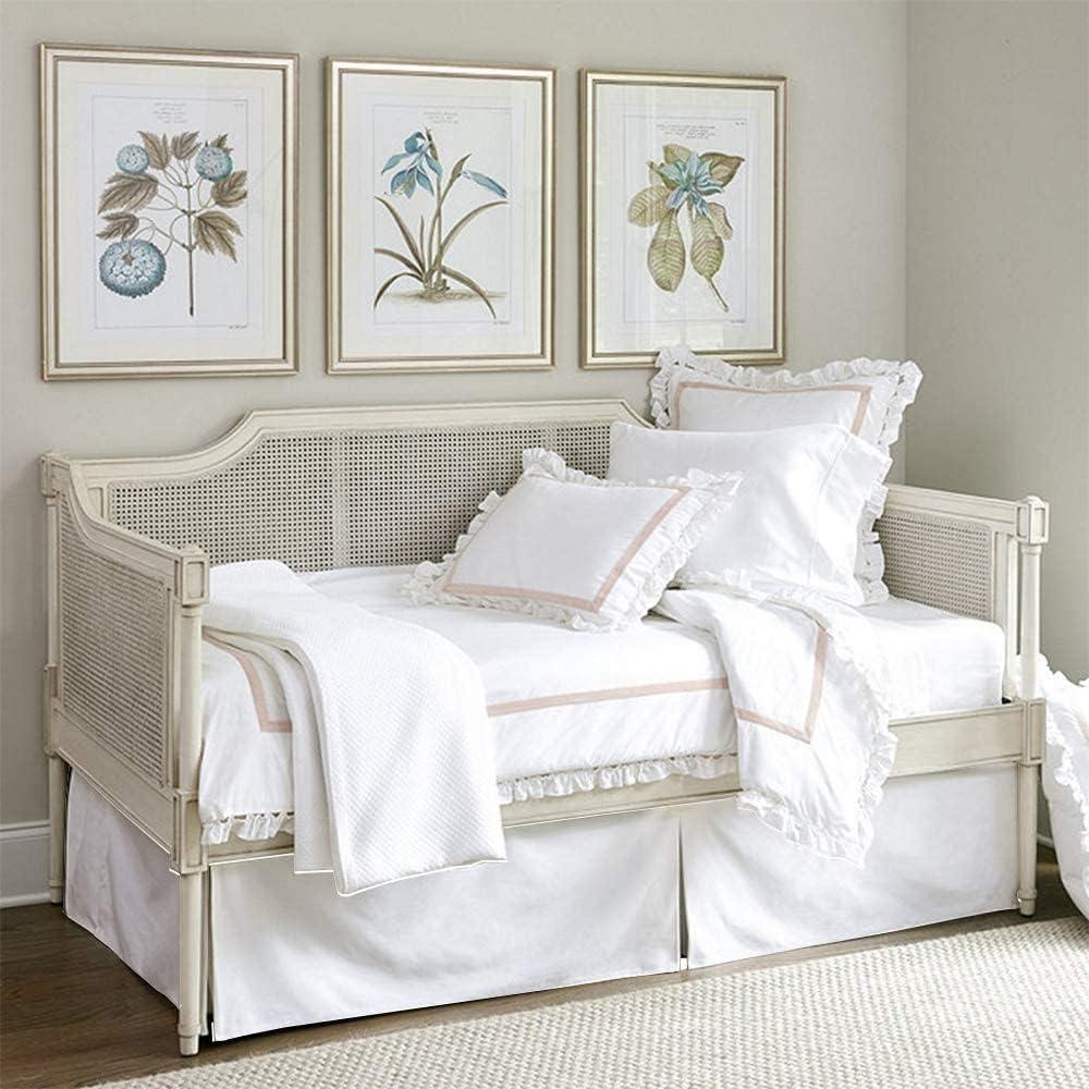 Pleated Daybed Skirts Twin Size Split Corners for Day beds Three Side Coverage, Easy fit, Made with Brushed Microfiber (Twin -14,White)