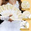 Geelin 50 Pcs Hand Lace Foldable Fans Bulk for Women with Organza Bag Lace Folded Hand European Retro Fan Bridal Dancing Prop Wedding Party Favors for Dancing Tea Party(Butterfly,White)