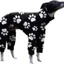 Cnkwei Dog Pajamas Medium Large Dog Paw Printed Greyhound Pajamas Jumpsuit Bodysuit (Black White), M
