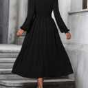 Womens Long Sleeve Dresses Maxi Wedding Guest Dresses (Black, XL)