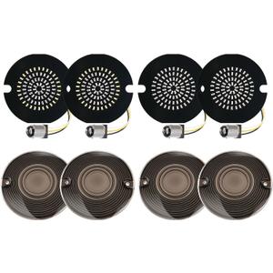 Benlari 3 1/4 inch LED Turn Signals, 81 LEDs Front Rear 1156 1157 Turn Signals Brake Light Kit with 4 Smoked Lens Cover Fit for Harley Davidson Touring Sportster Iron 883 Dyna Softail 1986-2024