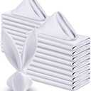 VACVELT 50 Pack White Satin Napkins 17x17 Inch Wedding Napkins Bulk, Decorative Elegant Dinner Napkins Square Table Napkins Decor, Silky Satin Cloth Napkins for Restaurant Banquet Graduation Party