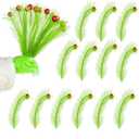 3 x 12-Pack St Patricks Day Lime Green Christmas Tree Picks, Furry Elf Tree Topper Decorations with Glitter Ball Ornaments, Adjustable Xmas Tree Stems for Holiday Wreaths, Vases, and DIY Crafts