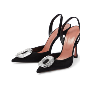 Vertundy Women's Rhinestone Slingback Pumps Pointed Toe Satin Crystal Stiletto High Heels Sandals Party Wedding Bride Pump Dress Shoes 6