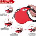 16ft Retractable Dog Leash for Medium Breed Dogs up to 44 lbs with a Detachable Chew Proof Extender Wire Ropes (RED M)