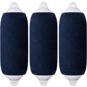 Boat Fender Covers 8" x 22"/10" x 26"/ 6" x 18" Fender Covers Marine Boat Bumper Sleeves for Twin Eye & Center Rope Tube Style Fenders, Black & Navy Blue, 3-Pack, Polyester (Boat Fender Not Included)