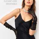 LATTEMARMALATTE Long Mesh Elbow Length Sheer Gloves - 1920s Opera Tulle Halloween Party Accessories Women Fashion (Black)