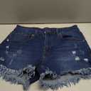 KISSMODA Denim Shorts Women Trendy Button Summer Cut Off Short Womens Jean Shorts High Waisted Denim Hot Ripped Shorts, Size L