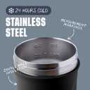 BlenderBottle Strada Shaker Cup Insulated Stainless Steel Water Bottle with Wire Whisk, 24-Ounce, Black