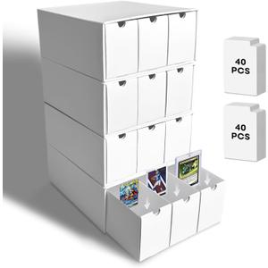 Fageverld Trading Card Storage Box, Top Loaders Storage Box with 80 Dividers, Cardboard Toploader Card Boxes for Sports Card, Baseball, MTG, TCG, Playing Cards, 12 Drawer