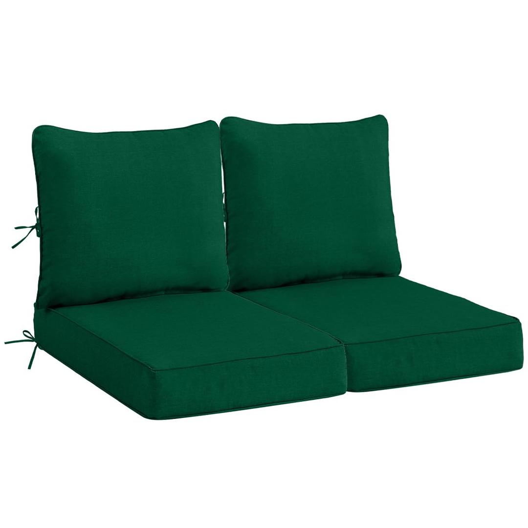 Olefin Deep Seat Cushion, Water Resistant Patio Cushion Dark Green 24x24x4
