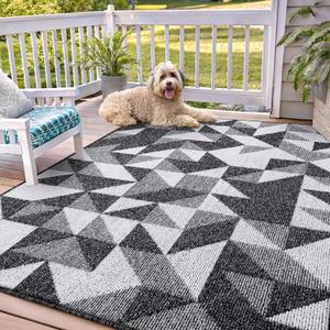 OLANLY Large Door Mat Indoor Entrance Washable 71x47, Odor-Free Low-Profile Front Back Geometric Doormat, Absorbent Resist Dirt Entry Carpet, Easy to Clean Sturdy Inside Floor Mats for Entryway, Black