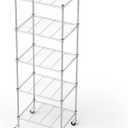Garage Shelving with Wheels, 5 Tier Shelving Unit and Adjustable Feet, 865 lb High Capacity Rolling Storage Shelf for Kitchen, Office, Dining Room, Garage(23.6"x 17.7"x 72"), Chrome
