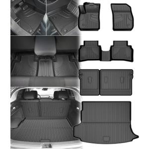 Floor Mats & Cargo Liners & Backrest Mat Compatible with Buick Envision 2021-2025: AOMSAZTO All Weather Floor Mats Envision Accessories Floor Liner Trunk mat Back Seat Cover Protector Full Set