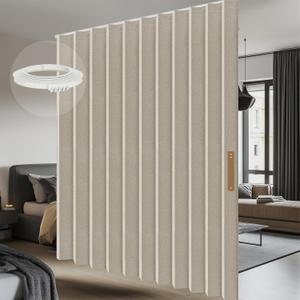 Room Divider Curtain Sets with Flexible Ceiling Track, Privacy Soundproof Curtain for Bedroom Office Patio Sliding Door(Cream White, W180 x L96, 1 Pack)