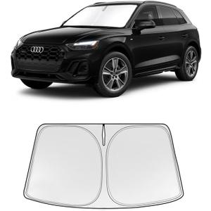 Foldable Sun Shade WODSTA Full Coverage Windshield Sunshade Compatible with Audi Q5 2018-2025 All Model 4-Layer Thickened Windows Visor 240T Polyester Windshield Sun Shade
