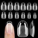 UNA GELLA Oval Round Nail Tips Pre-shaped Half Matte 120pcs Short Oval Round Soft Gel Nail Tips Full Cover Clear Acrylic Fake Nails for Press on Nail Extensions Home DIY Salon 12 Sizes