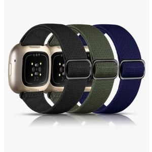 Maledan Bands Compatible with Fitbit Versa 3/4 and Sense/Sense 2 Watch Bands, Adjustable Stretchy Fabric Sport Wristbands for Men and Women