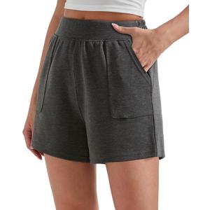 OMKAGI Athletic Sweat Shorts Women High Waisted Summer Lounge Shorts with Pockets (X-Small, 331-dark Grey)