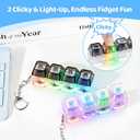2 Pack Keyboard Fidget Toy Light Up Clicky Keyboard Clicker Fidget Keychain Clicky Fidget Toys for Adults, Sensory Toy for Boost Focus & Calm Anxiety at Work, Travel Stress Relief Gifts
