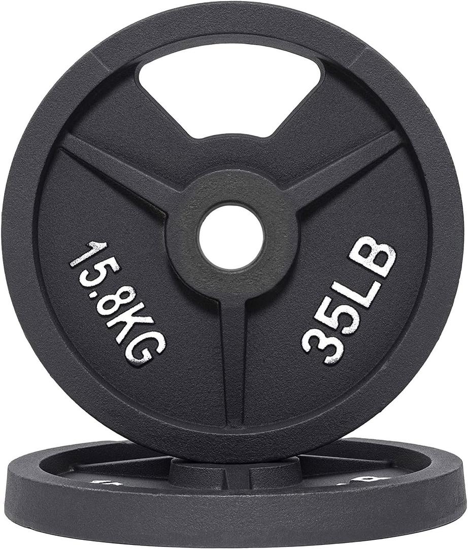 Signature Fitness Standard 1-Inch Cast Iron Plate Weight Plate for Strength Training and Weightlifting