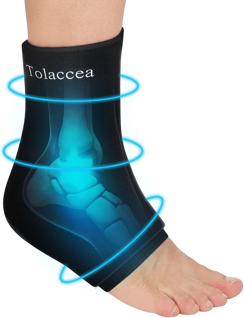 Ankle Foot Ice Pack Wrap for Injuries, Reusable Gel Ice Pack for Hot & Cold Therapy, Cold Therapy Compression Sleeve for Achilles Tendonitis,Plantar Fasciitis,Swelling,Sprained,Pain Relie (Lx1)