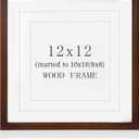 SNAPSHOT 12x12 Picture Frame, Natural Walnut Wood Photo Frame Set with Real HD Glass for Pictures 10x10/8x8 with Mat or 12x12 Without Mat, Gallery Poster Frame for Wall or Tabletop