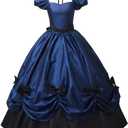 Women's Gothic Victorian Rococo Dress Civil War Southern Belle Tea Party Ball Gown Medieval Evening Dress (Medium, Blue)