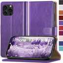 for iPhone 13 Pro Max 6.7" Phone case[RFID Blocking Leather],[3 Credit Card Slot] Flip Folio Book Shockproof Protector,Holder Stand Cases,Women Men for Apple 13 ProMax Wallet Cover,Purple