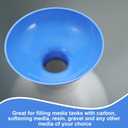 Vesici 2 Pack Extra Large Wide Mouth Funnel 2.5" x 10" Multi Purpose Filling Funnel Plastic Reusable for Water Softener Resin Tanks Carbon Media Jar Filling Use (Blue)